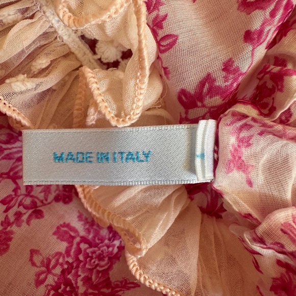 CHIO Floral Frill Short Dress Pink, Medium, unlined pull on styling - Picture 7 of 8